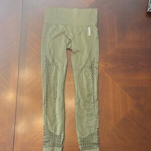 Gymshark Olive Leggings with Textured Design